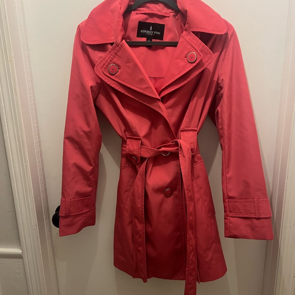 London Fog Women's Pink Rain Trench Coat